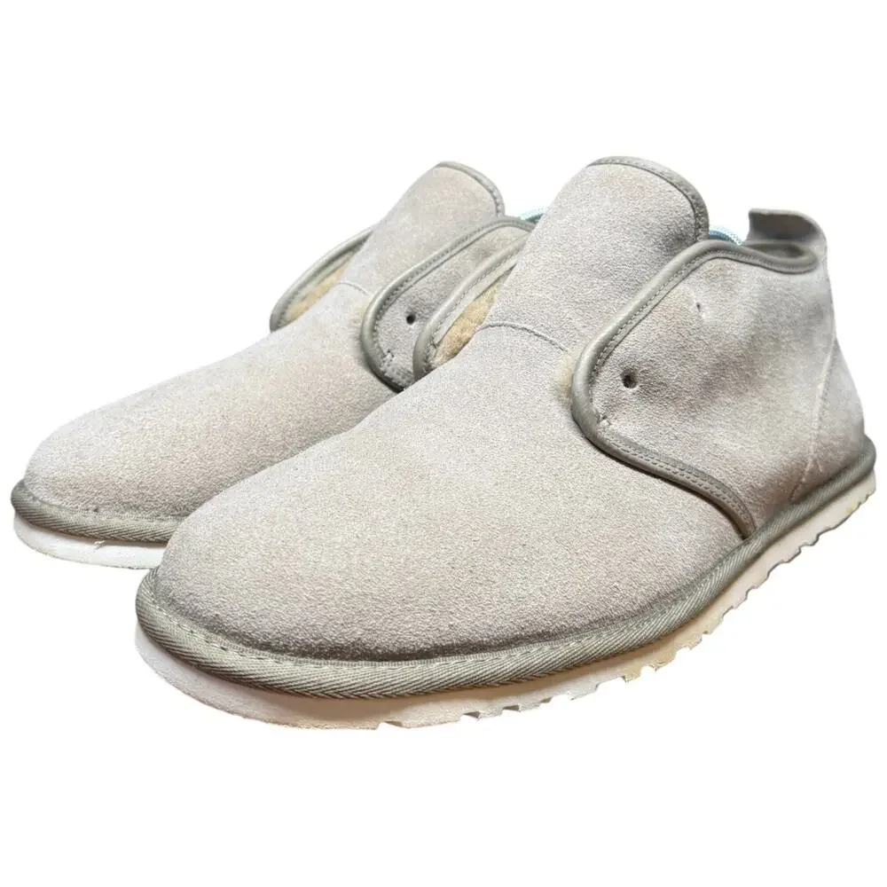 UGG Maksim Chukka Boots Men 11 Brindle Grey Suede Shearling Lined Lace Up READ